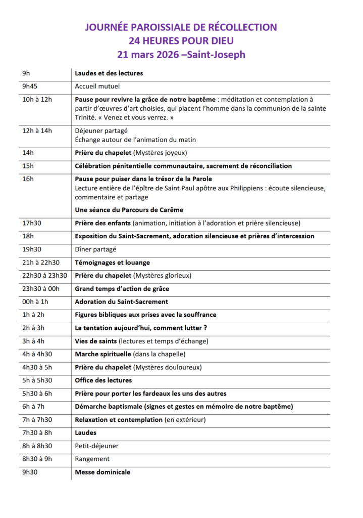 24H pour Dieu – Programme